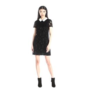Betsey Johnson Black Lace Pearl Collar Dress